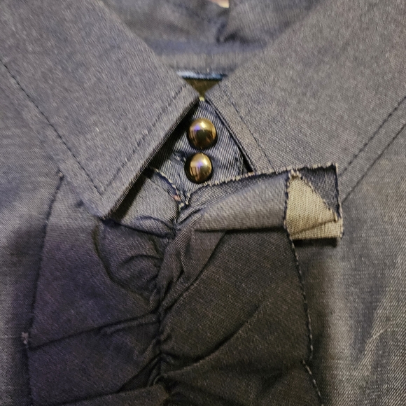 NEW YORK & CO Blue Button Down Blouse Short Three Quarter Long Sleeve Size XS - Picture 14 of 17